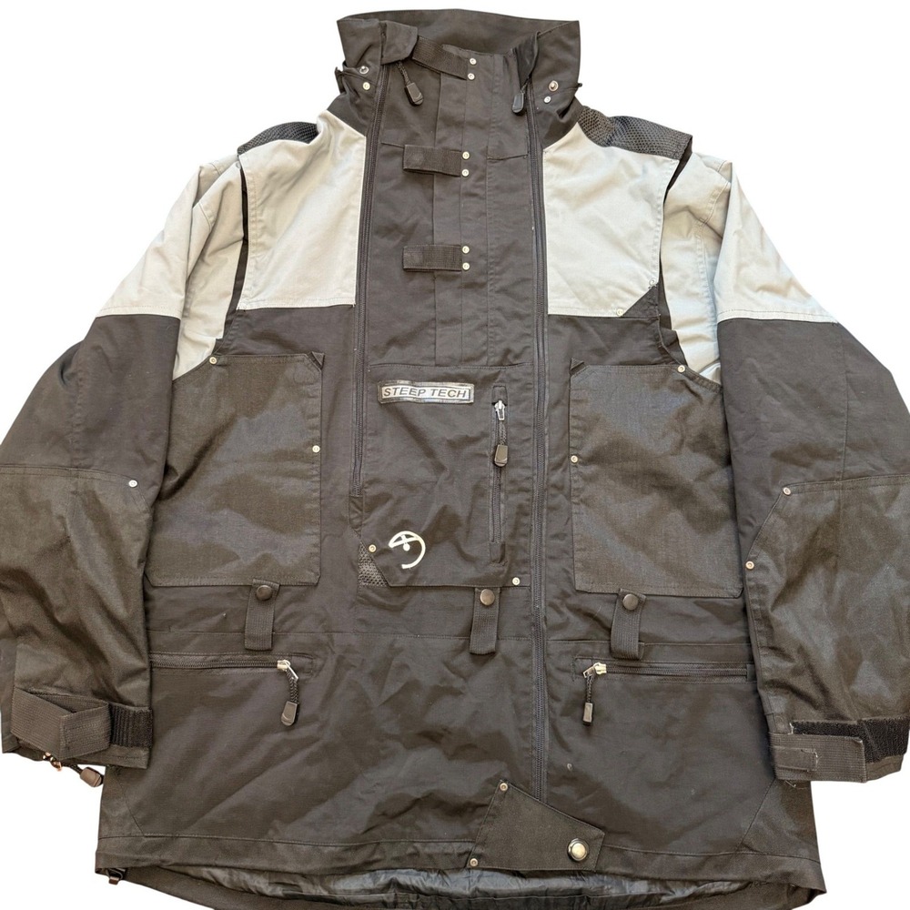 The North Face Steep Tech Scot Schmidt Jacket Mens L Black Gray‎ Ski Snowboard